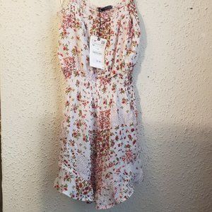 Zara Patchwork red and white floral romper / playsuit
